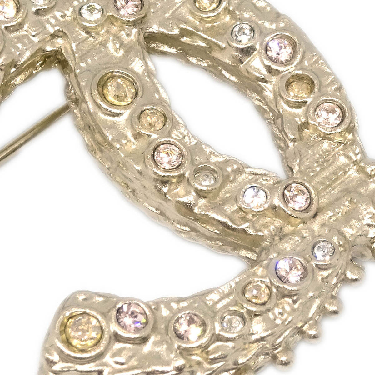 Chanel CC Brooch Pin Gold Rhinestone A13B