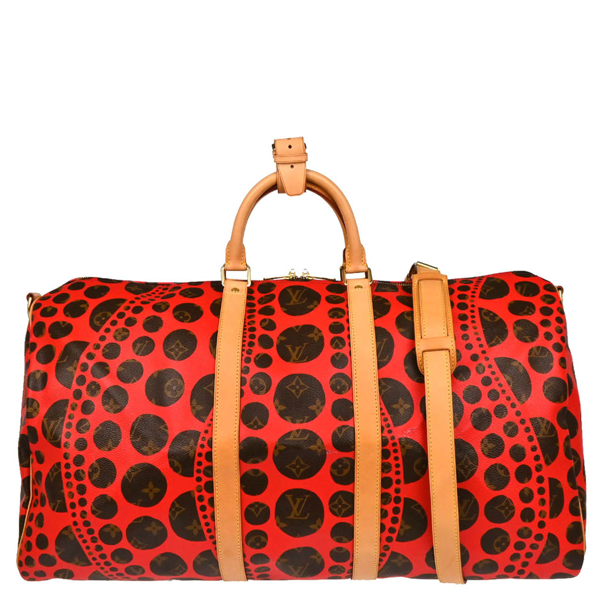 Louis Vuitton 2012 Pumpkin Dot Keepall Bandouliere 55 Duffle Bag M40695