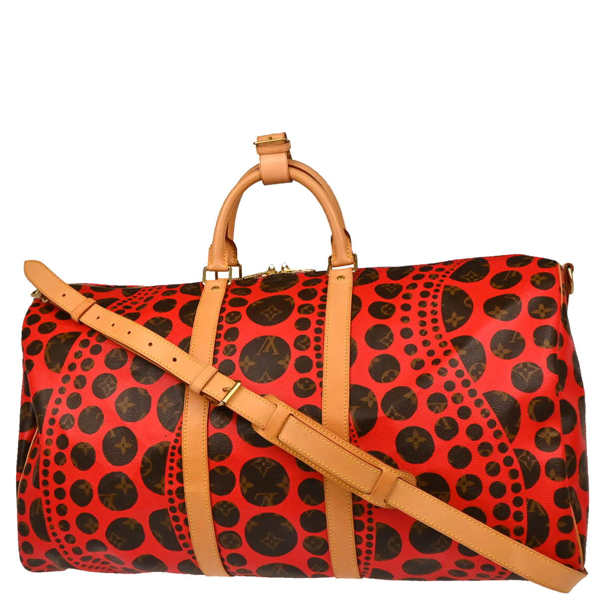 Louis Vuitton 2012 Pumpkin Dot Keepall Bandouliere 55 Duffle Bag M40695