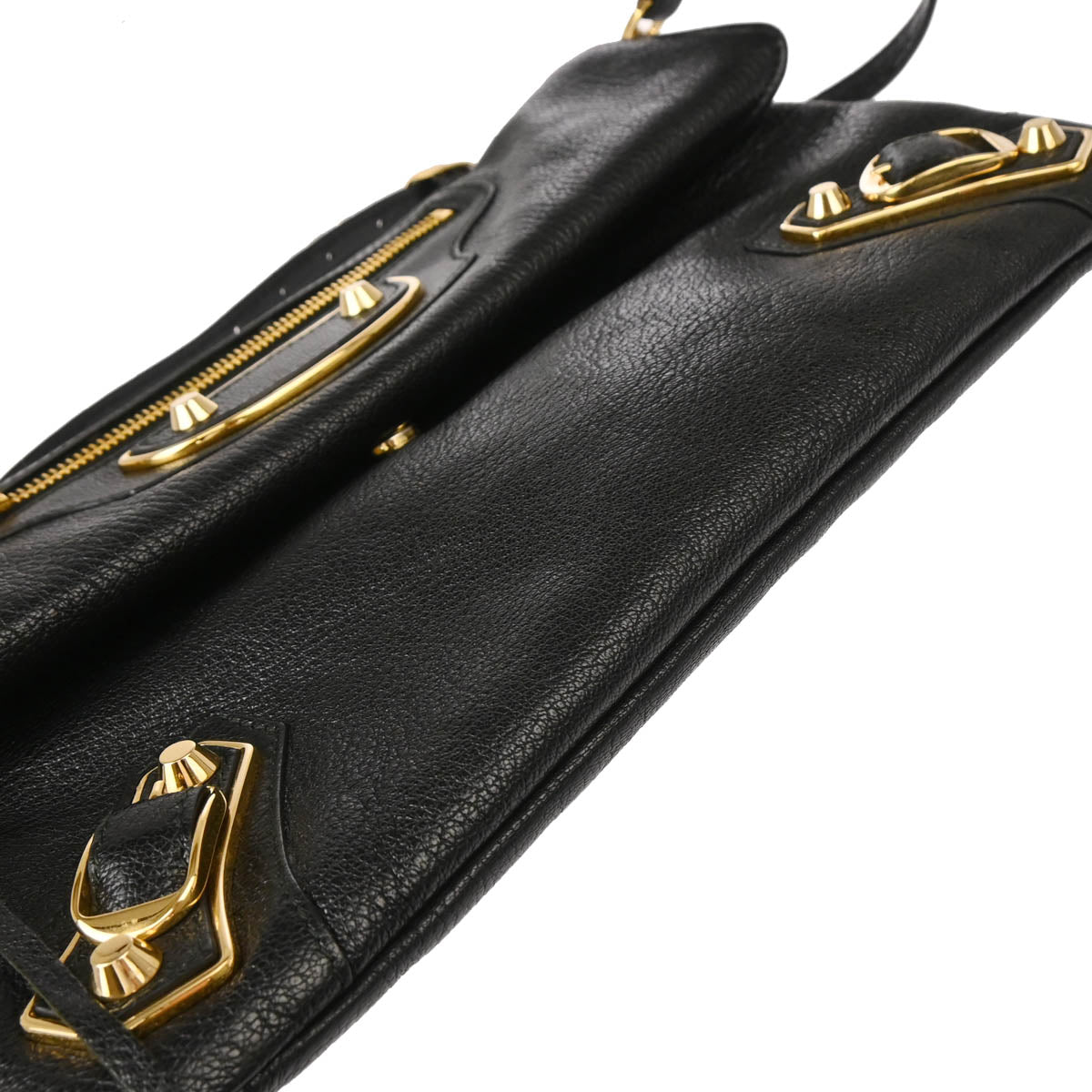 Balenciaga Black Leather Envelope Shoulder Bag