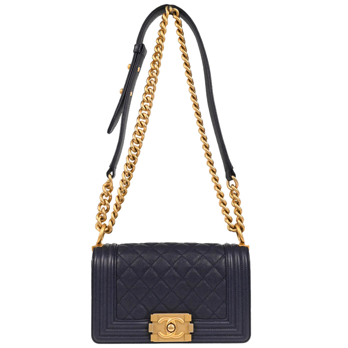 Boy Chanel 2018 Navy Caviar Small Chain Shoulder Bag