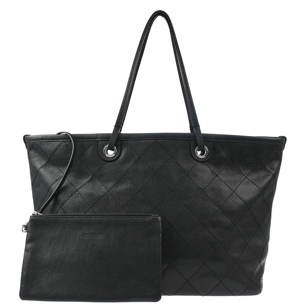 Chanel 2014 Black Caviar Shopping Fever Tote Handbag