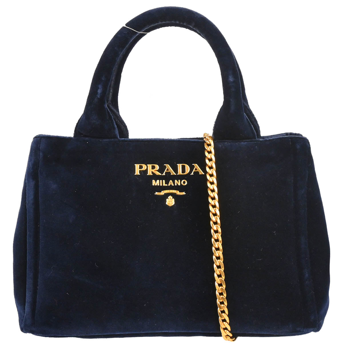 Prada Navy Velvet 2way Tote Handbag