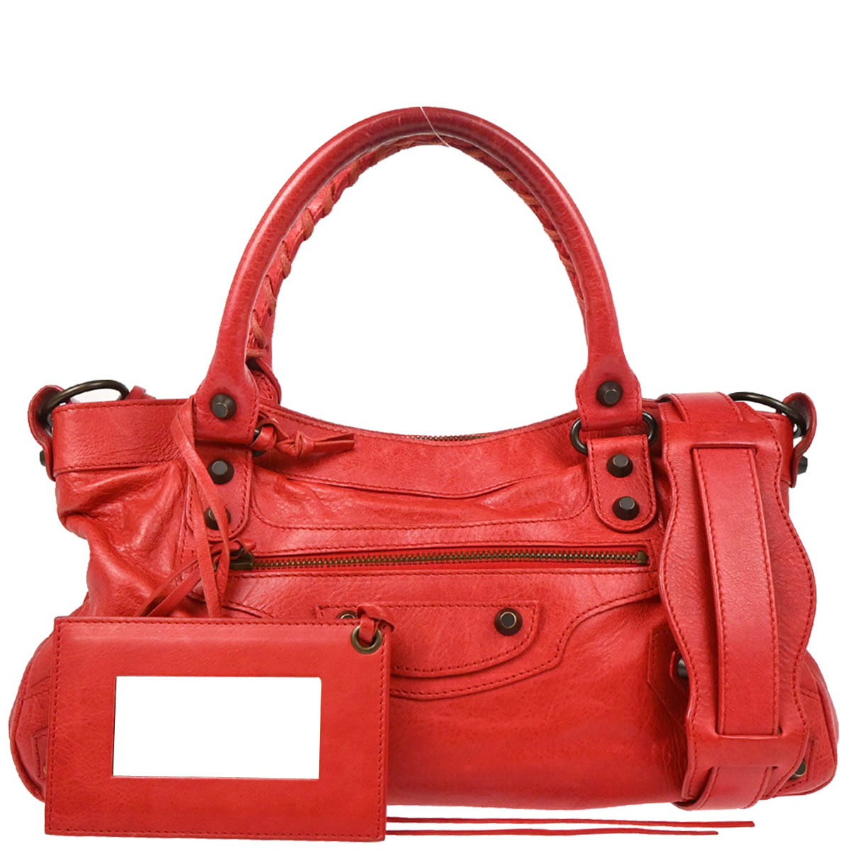 Balenciaga Red Lambskin Classic The First 2way Shoulder Handbag