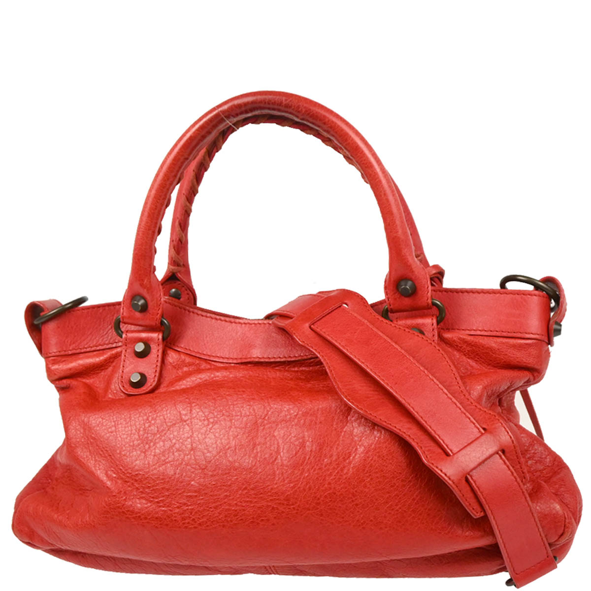 Balenciaga Red Lambskin Classic The First 2way Shoulder Handbag