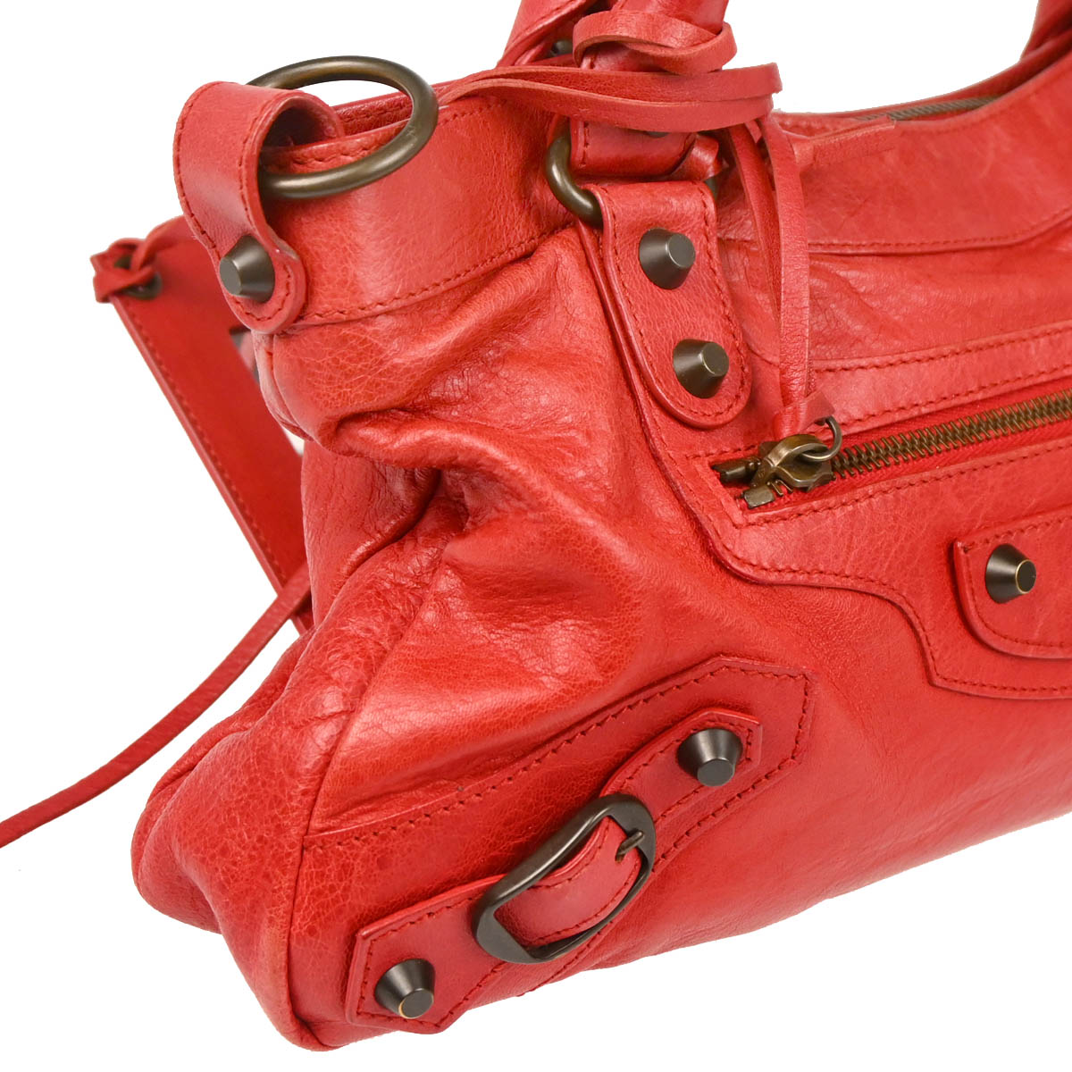 Balenciaga Red Lambskin Classic The First 2way Shoulder Handbag