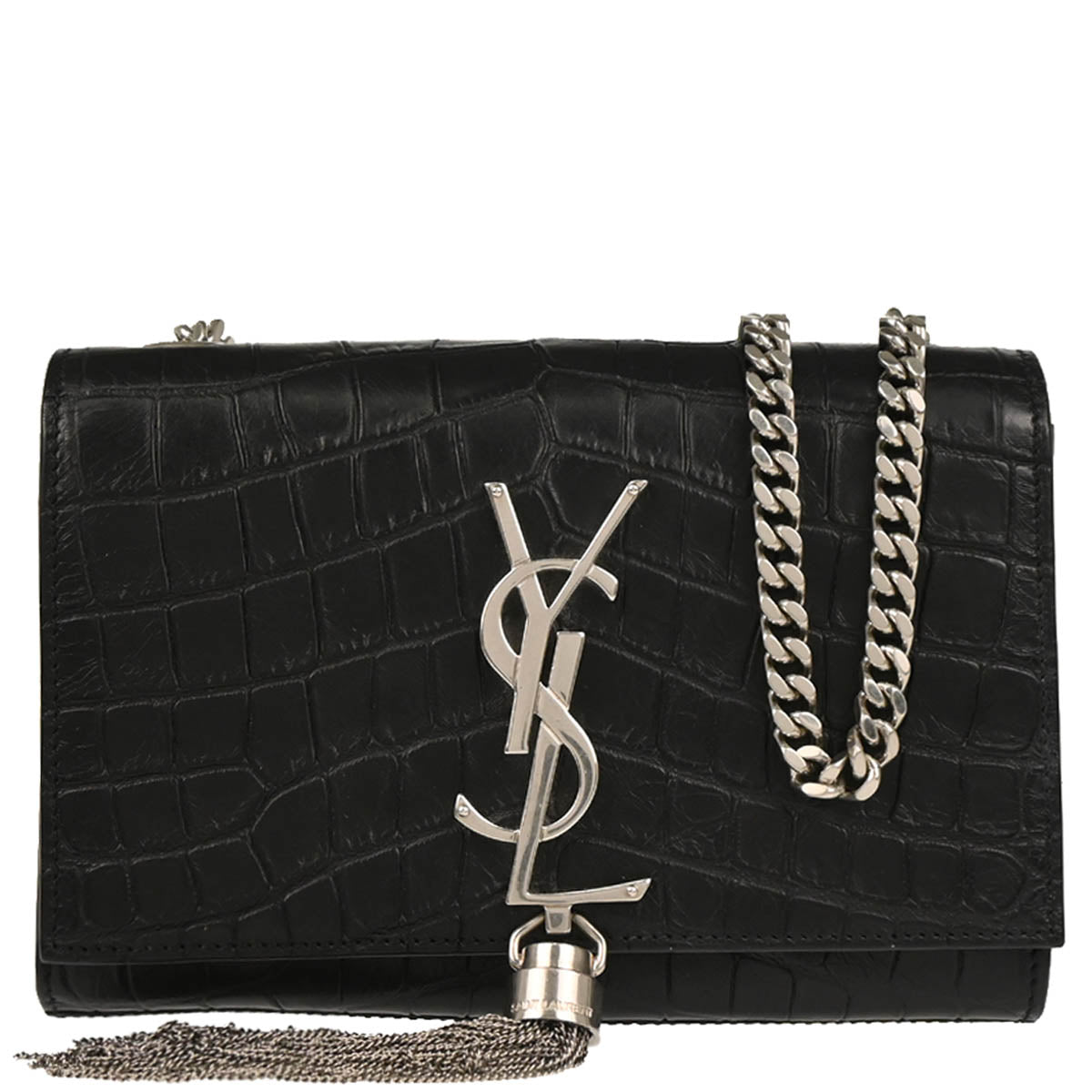Saint Laurent Black Embossed Leather Kate Shoulder Bag