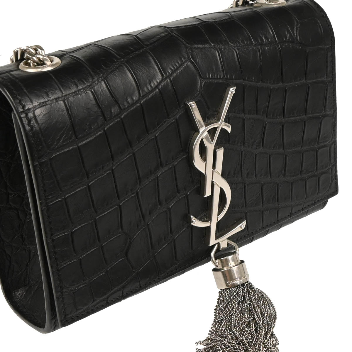 Saint Laurent Black Embossed Leather Kate Shoulder Bag