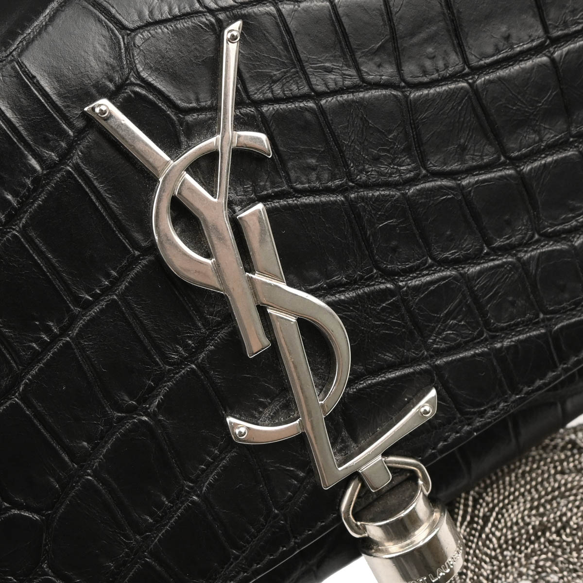 Saint Laurent Black Embossed Leather Kate Shoulder Bag