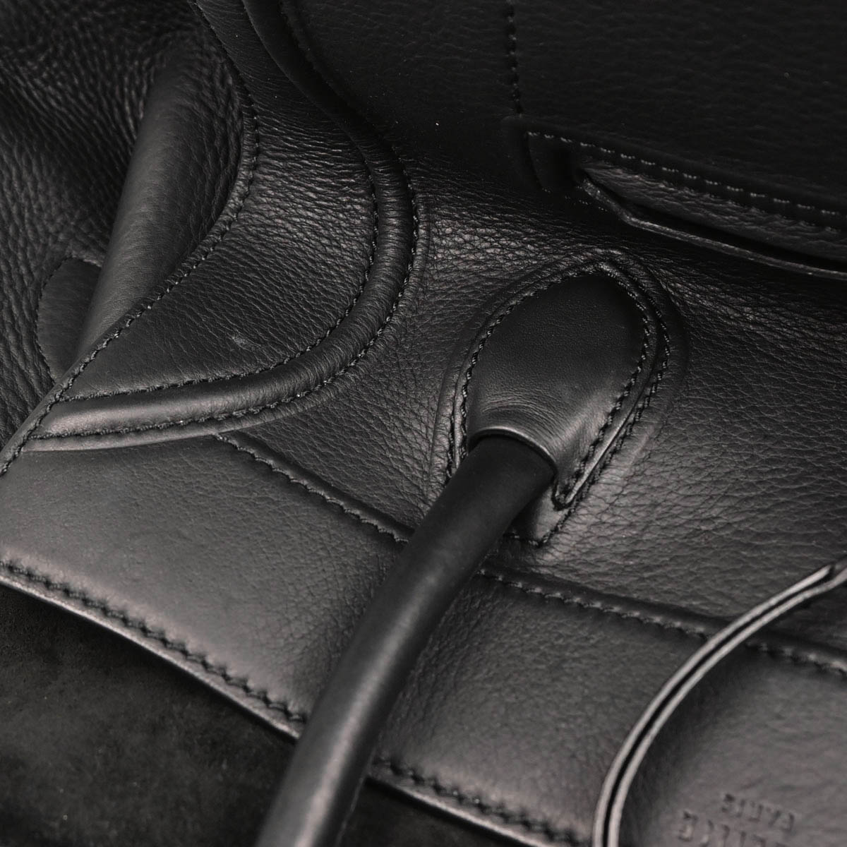 Celine Black Leather Square Luggage Tote Handbag