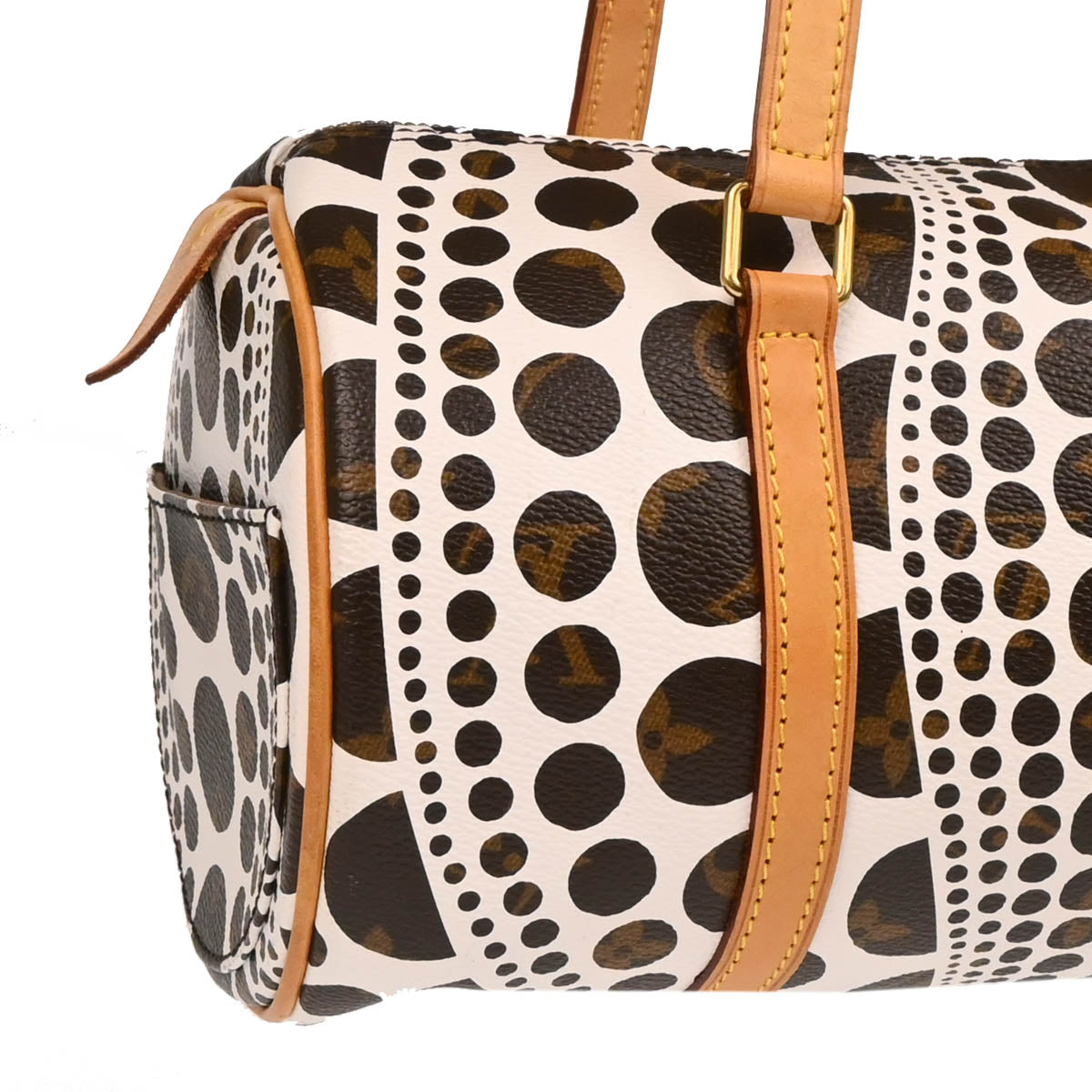 Louis Vuitton 2012 White Pumpkin Dot Papillon 30 Handbag M40687