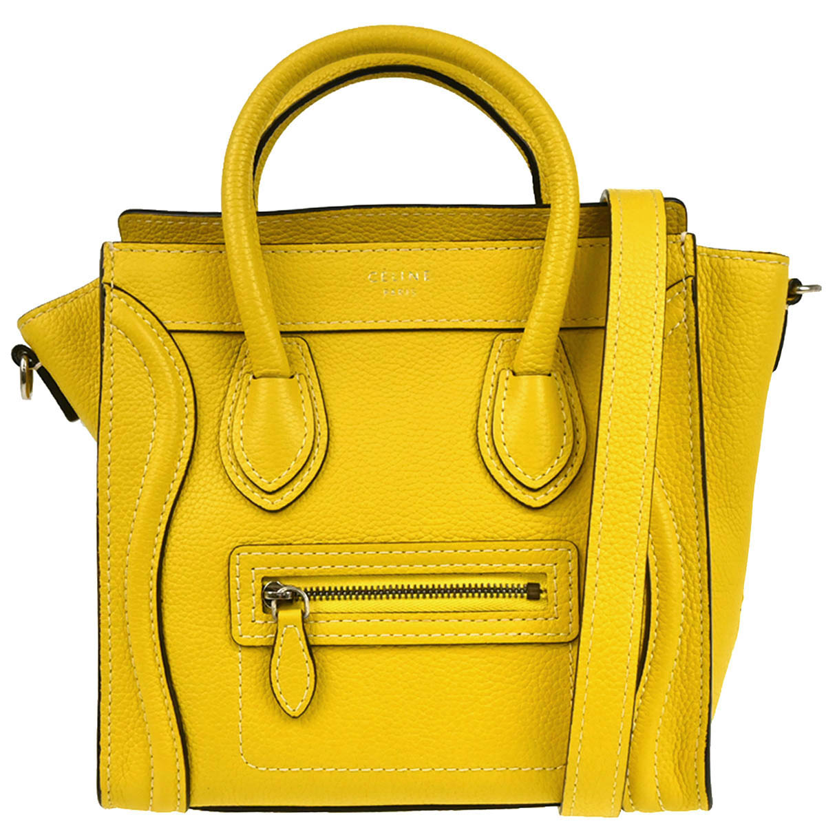 Celine Yellow Leather Nano Luggage Tote Bag