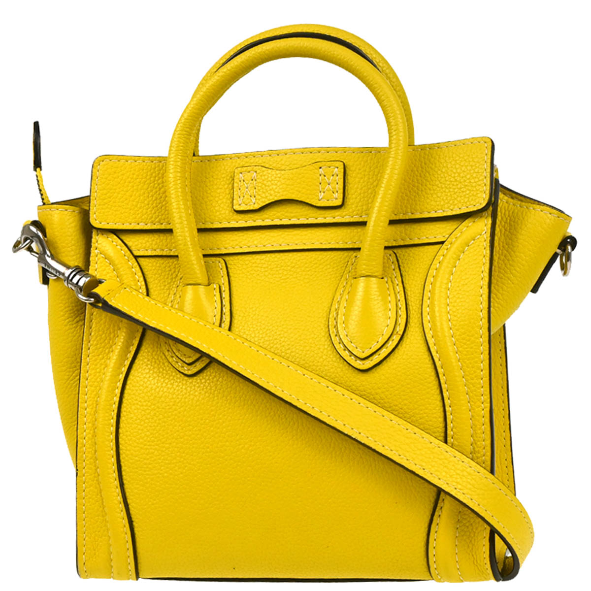 Celine Yellow Leather Nano Luggage Tote Bag