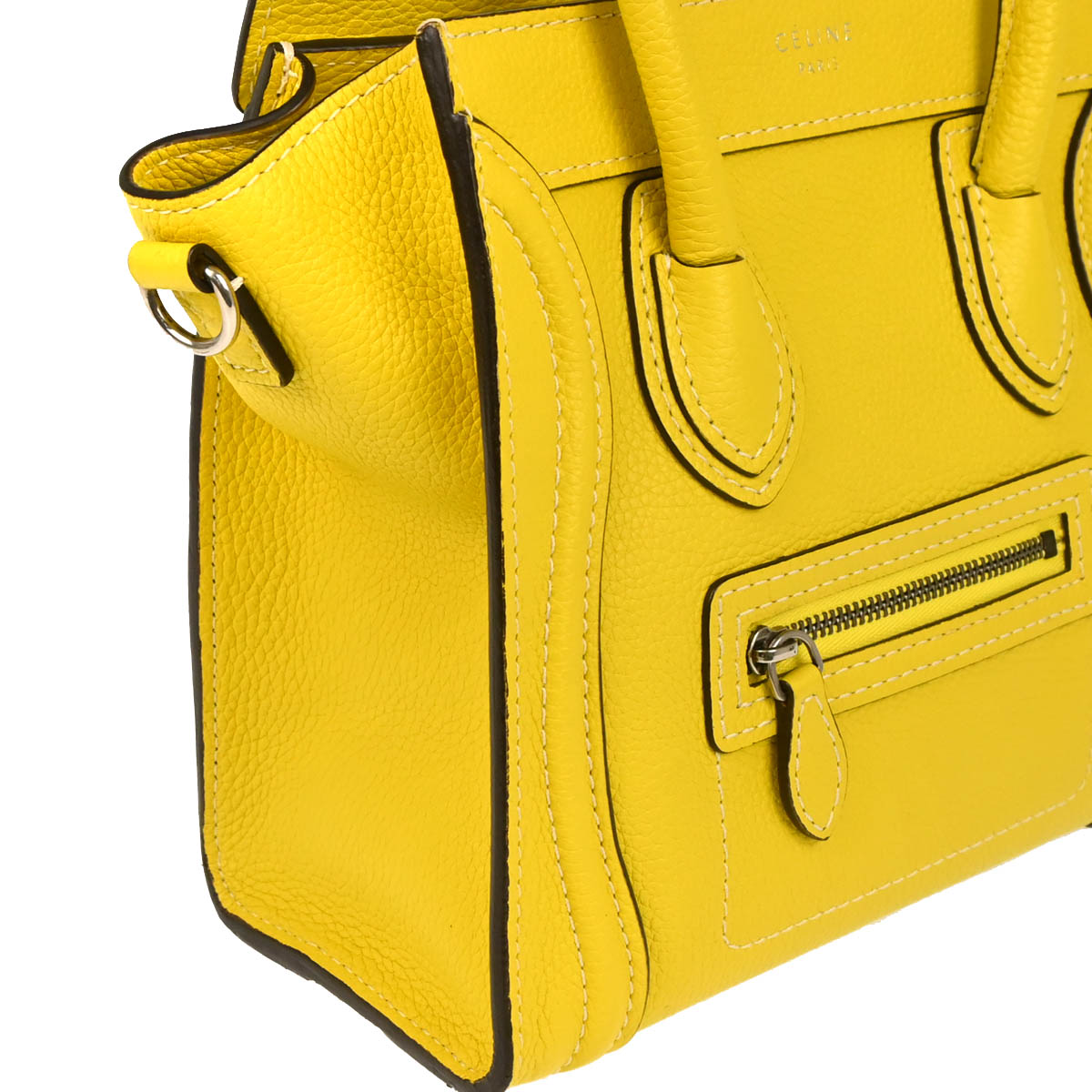 Celine Yellow Leather Nano Luggage Tote Bag