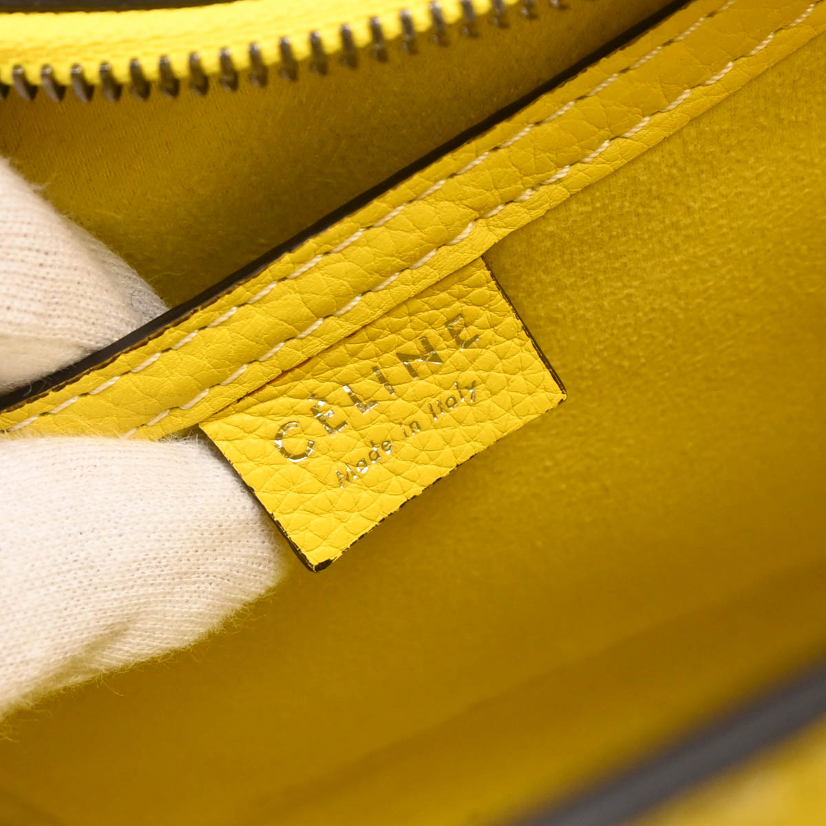 Celine Yellow Leather Nano Luggage Tote Bag
