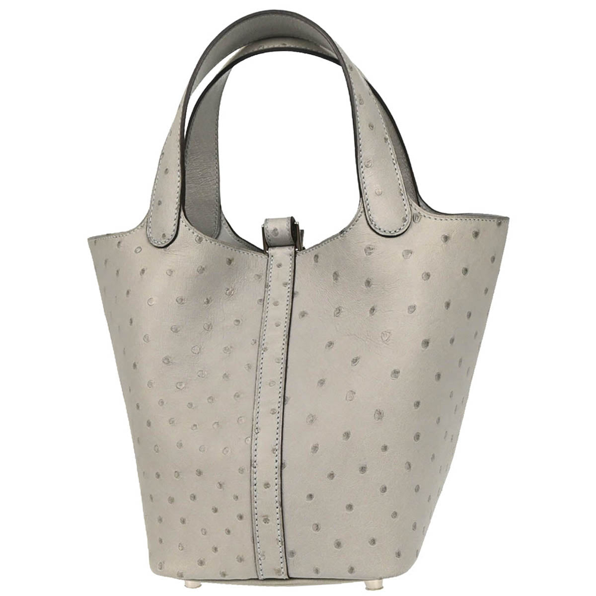 Hermes * Blue Glacier Ostrich Picotin Lock 18 PM Handbag