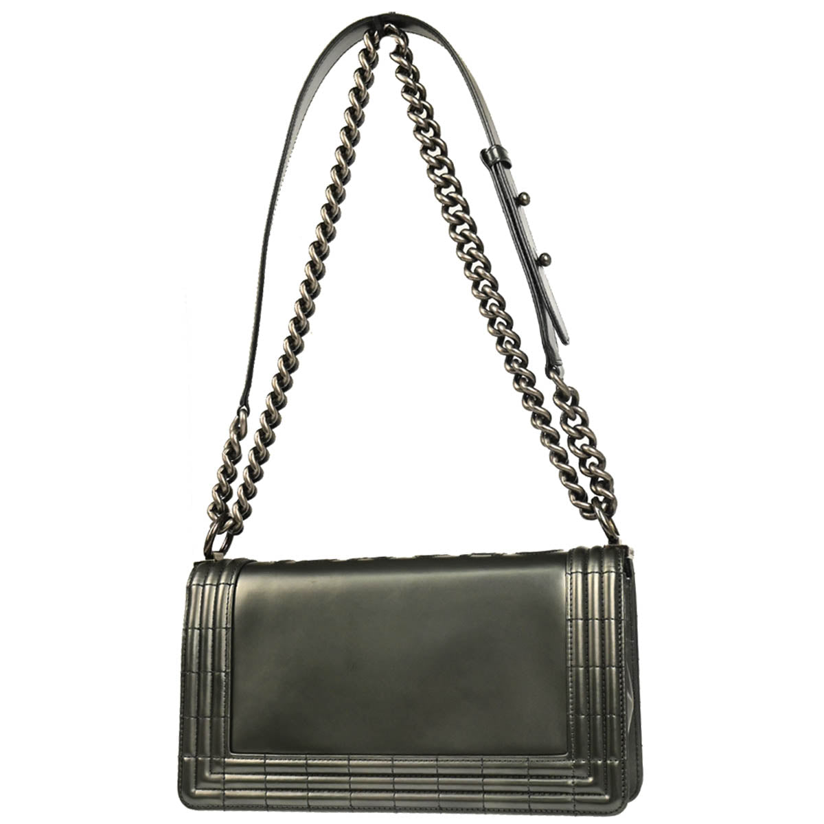 Boy Chanel 2012 Metallic Gray Calfskin Medium Shoulder Bag