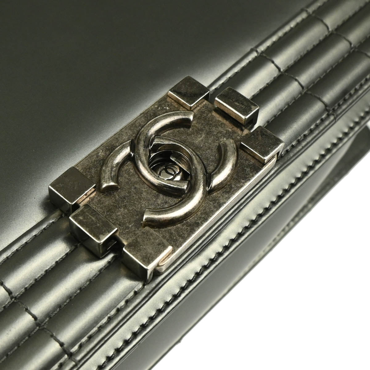 Boy Chanel 2012 Metallic Gray Calfskin Medium Shoulder Bag