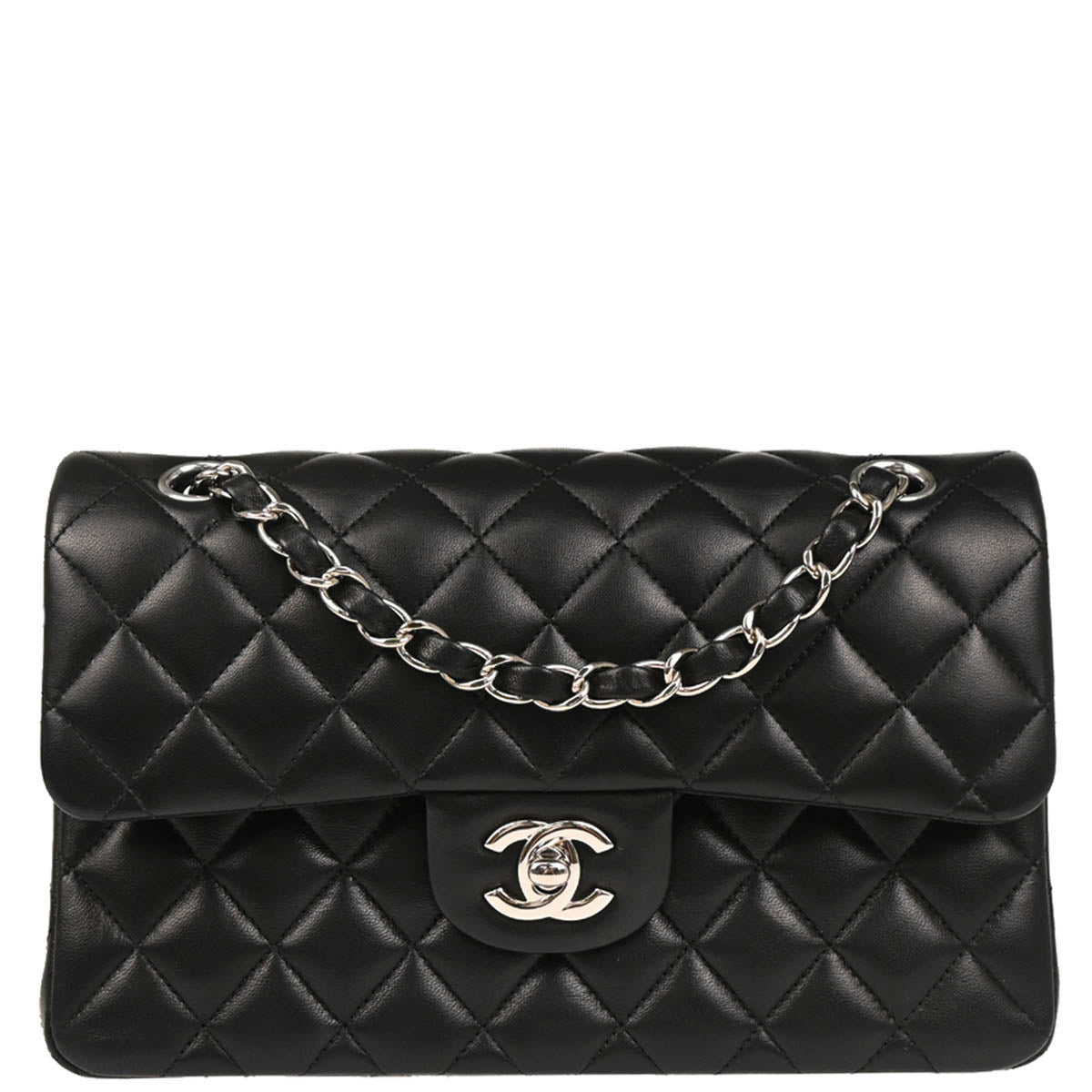 Chanel 2019 Black Lambskin Small Classic Double Flap Shoulder Bag