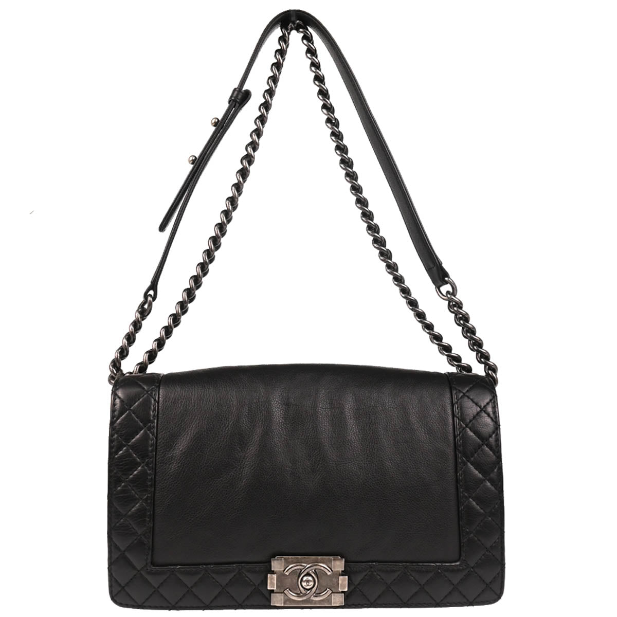 Boy Reverso Chanel 2013-2014 Black Calfskin New Medium Shoulder Bag