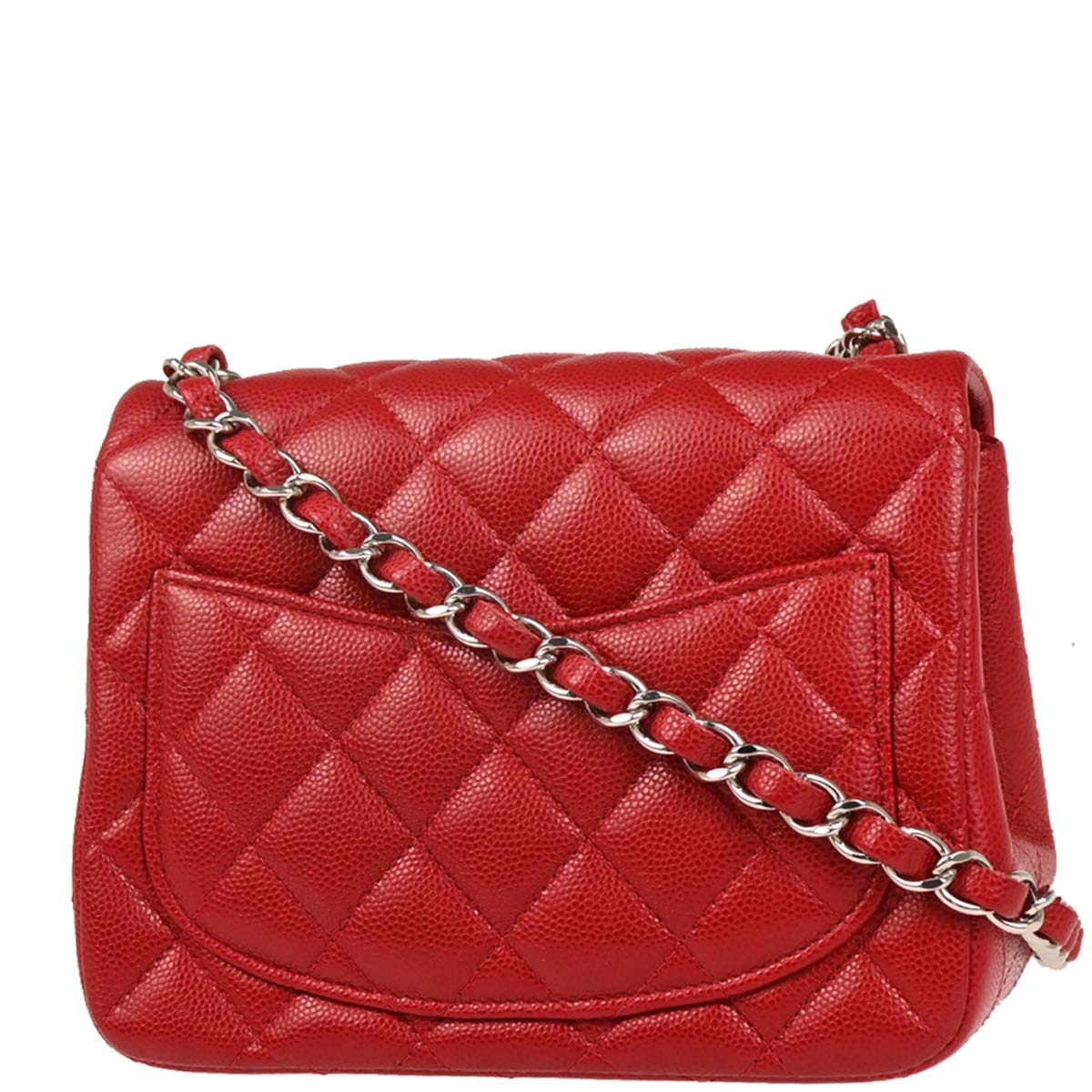 Chanel 2018-2019 Red Caviar Mini Classic Square Flap Bag