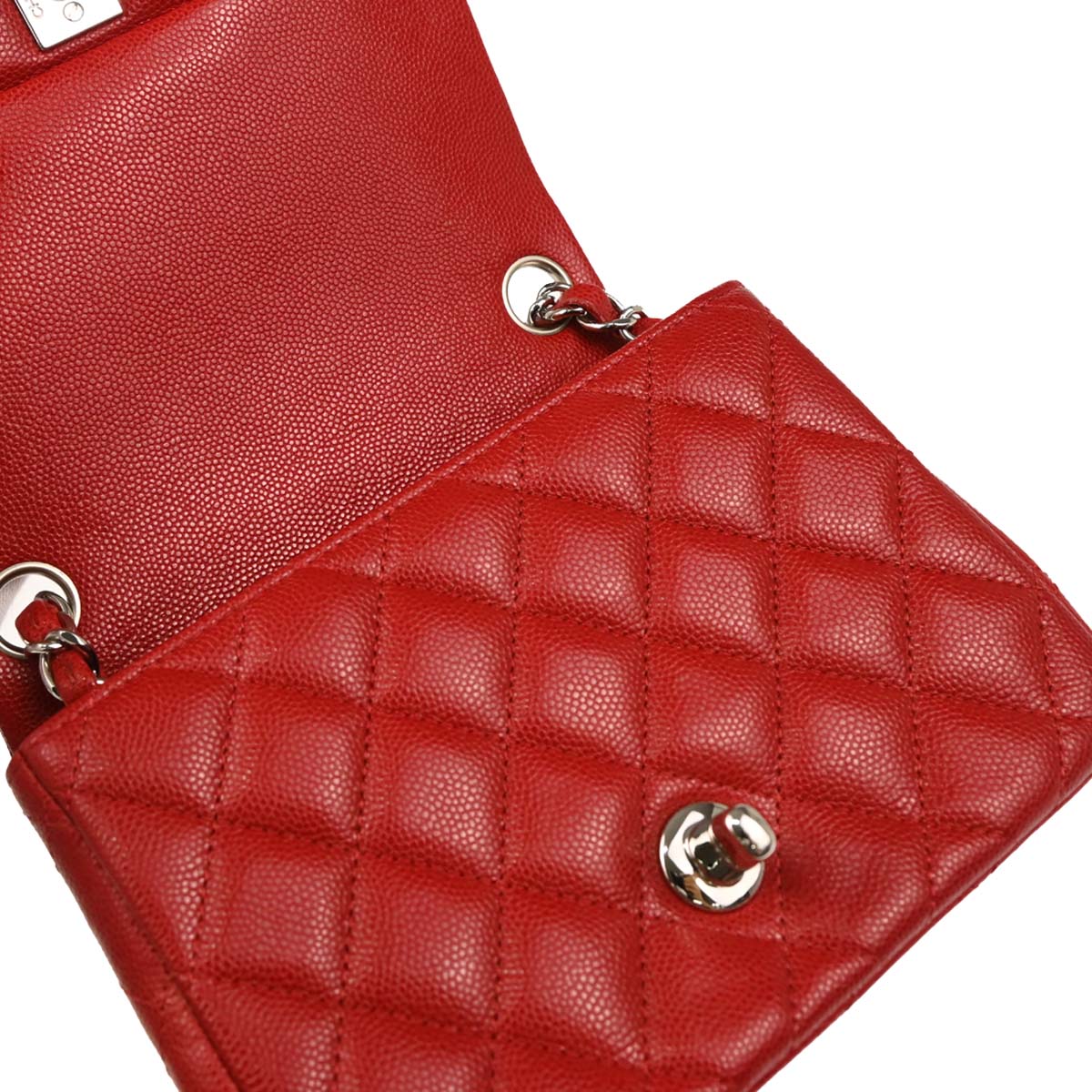 Chanel 2018-2019 Red Caviar Mini Classic Square Flap Bag