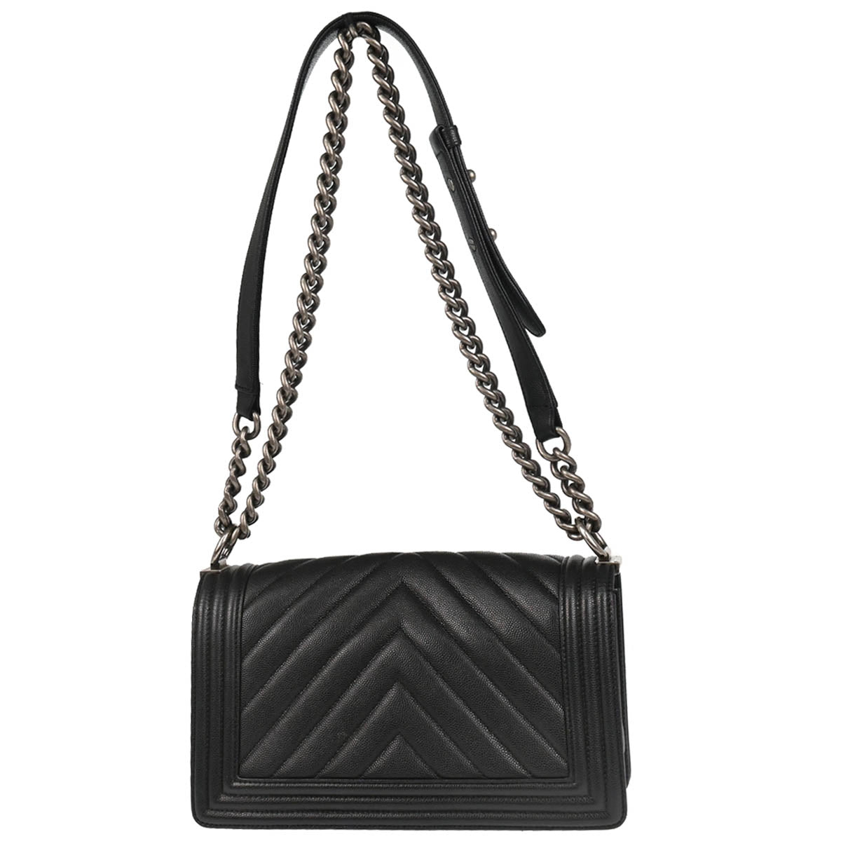 Boy Chanel 2017-2018 Black Caviar Chevron Medium Shoulder Bag