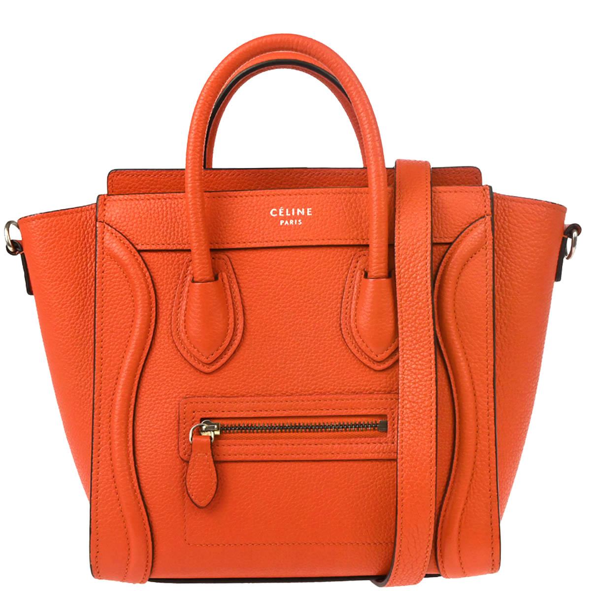 Celine Vermilion Nano Luggage 2way Shoulder Handbag
