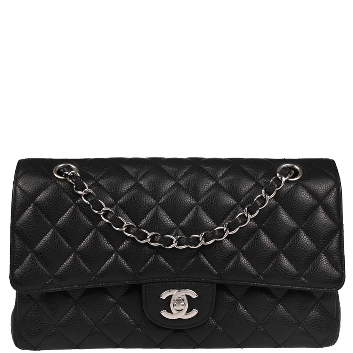 Chanel 2017-2018 Black Caviar Medium Classic Double Flap Shoulder Bag