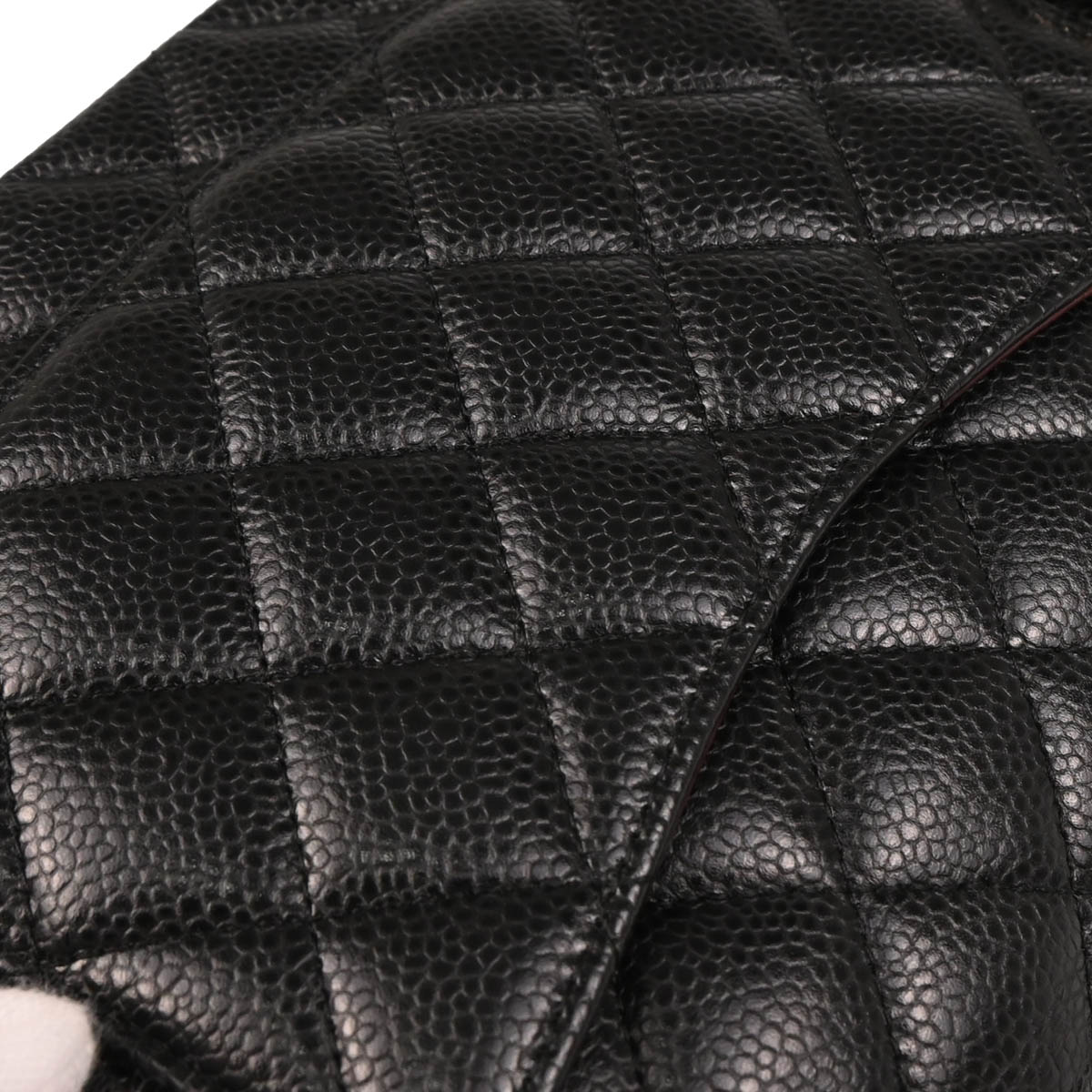 Chanel 2017-2018 Black Caviar Medium Classic Double Flap Shoulder Bag