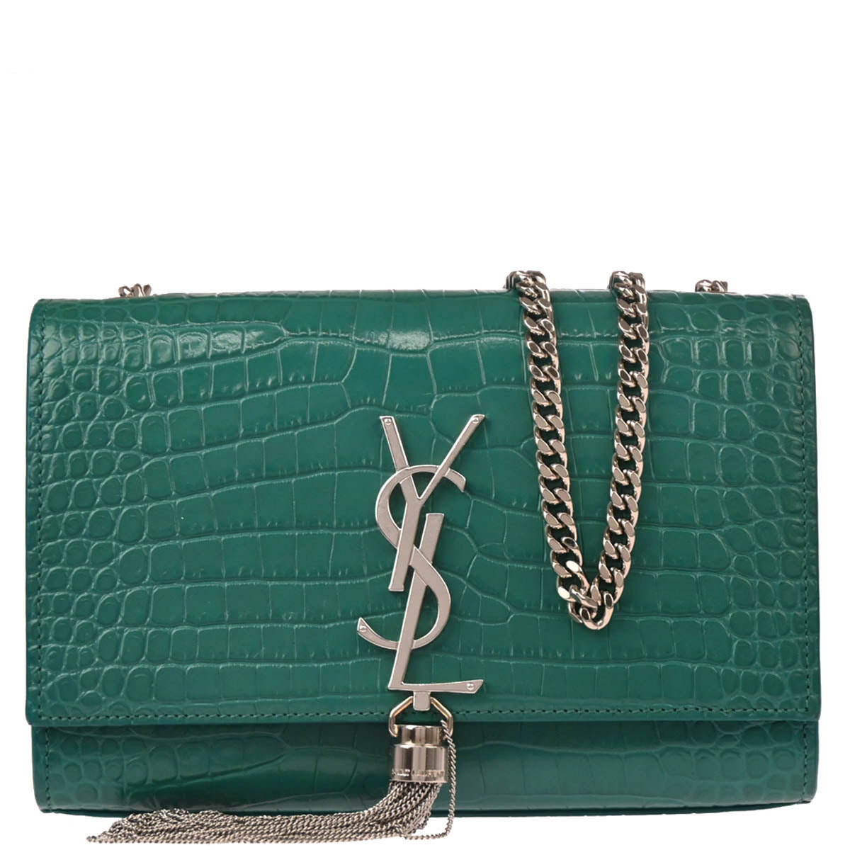 Saint Laurent Green Embossed Leather Kate Shoulder Bag