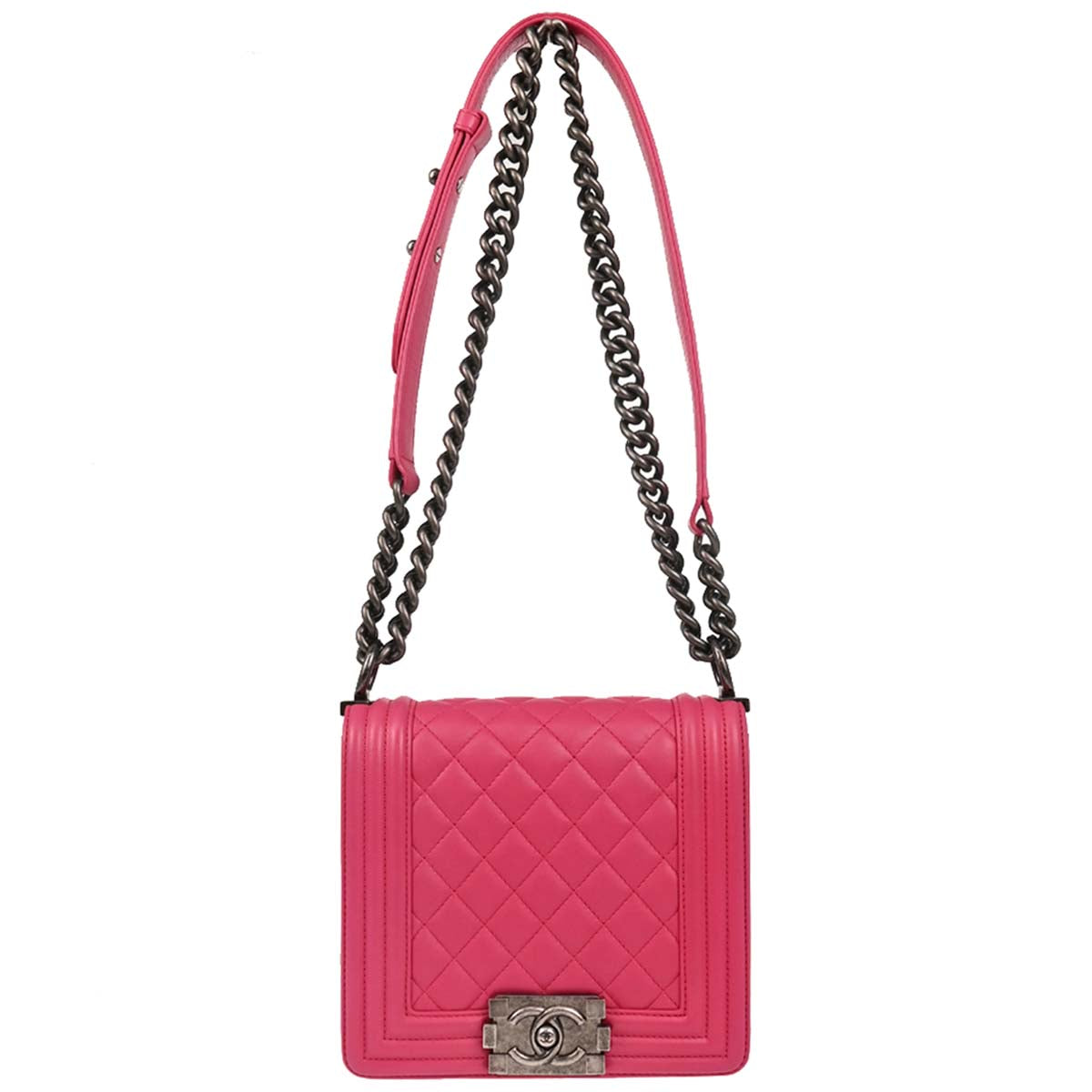 Boy Chanel 2014 Pink Lambskin Chain Shoulder Bag