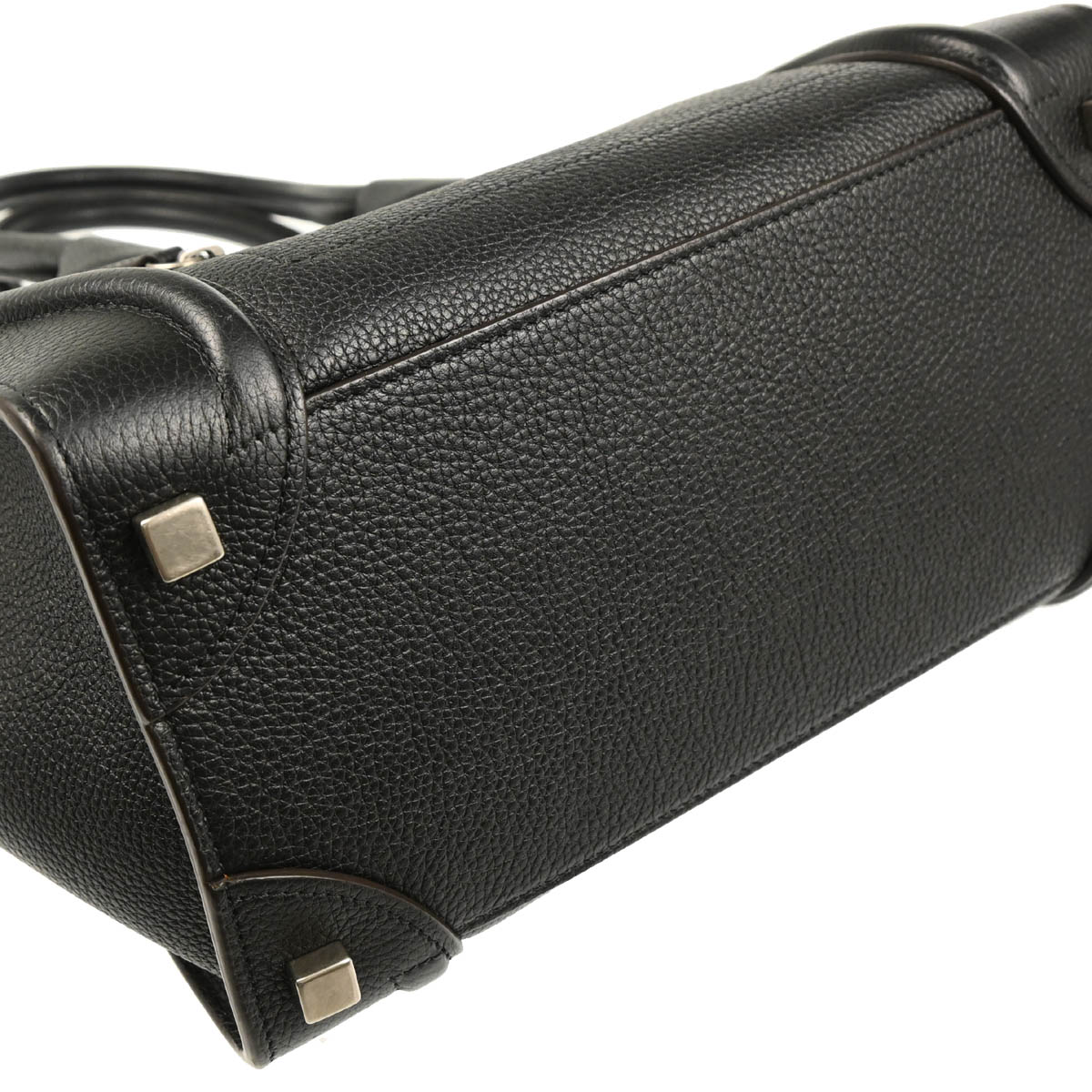 Celine Black Leather Micro Luggage Tote Bag