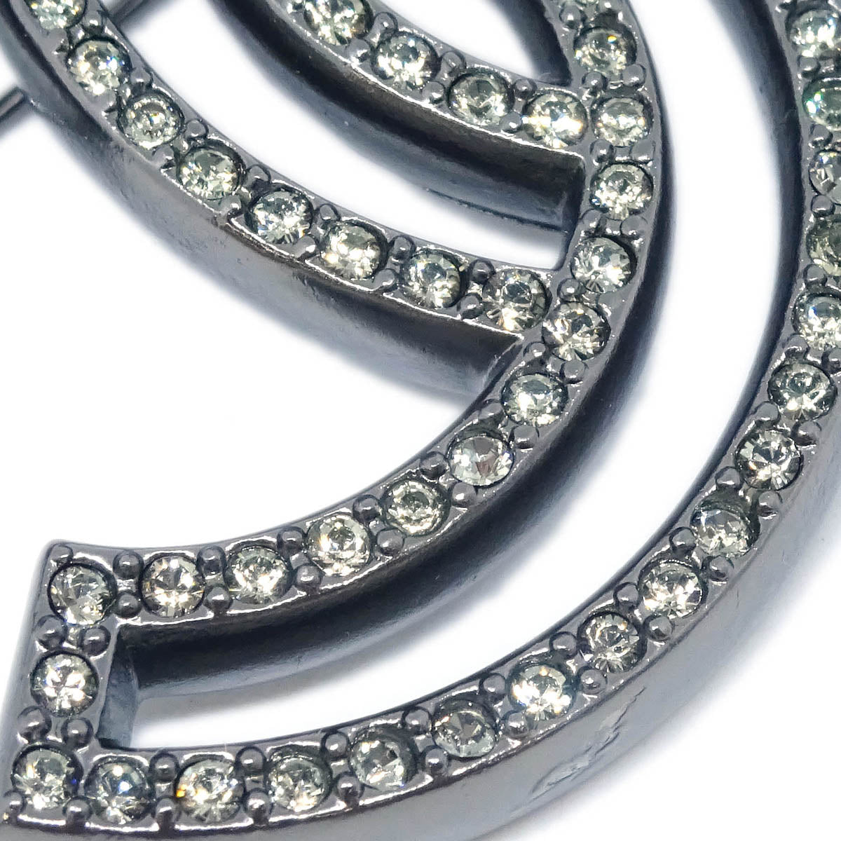 Chanel CC Brooch Pin Silver Rhinestone A14C