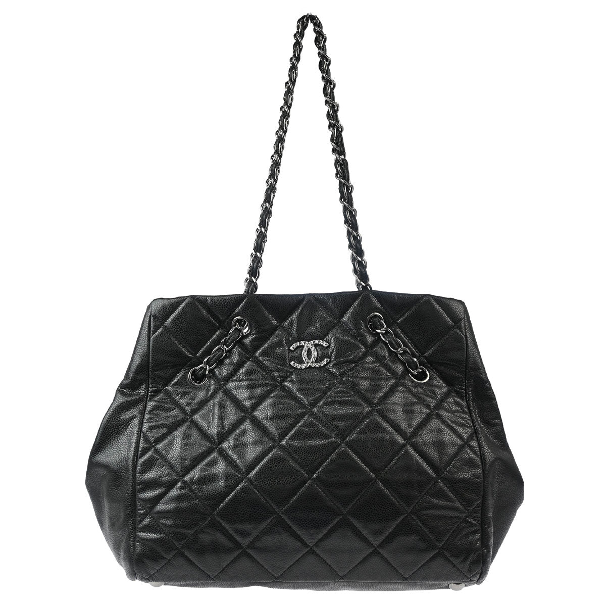 Chanel 2010-2011 Black Caviar Cells Tote Handbag