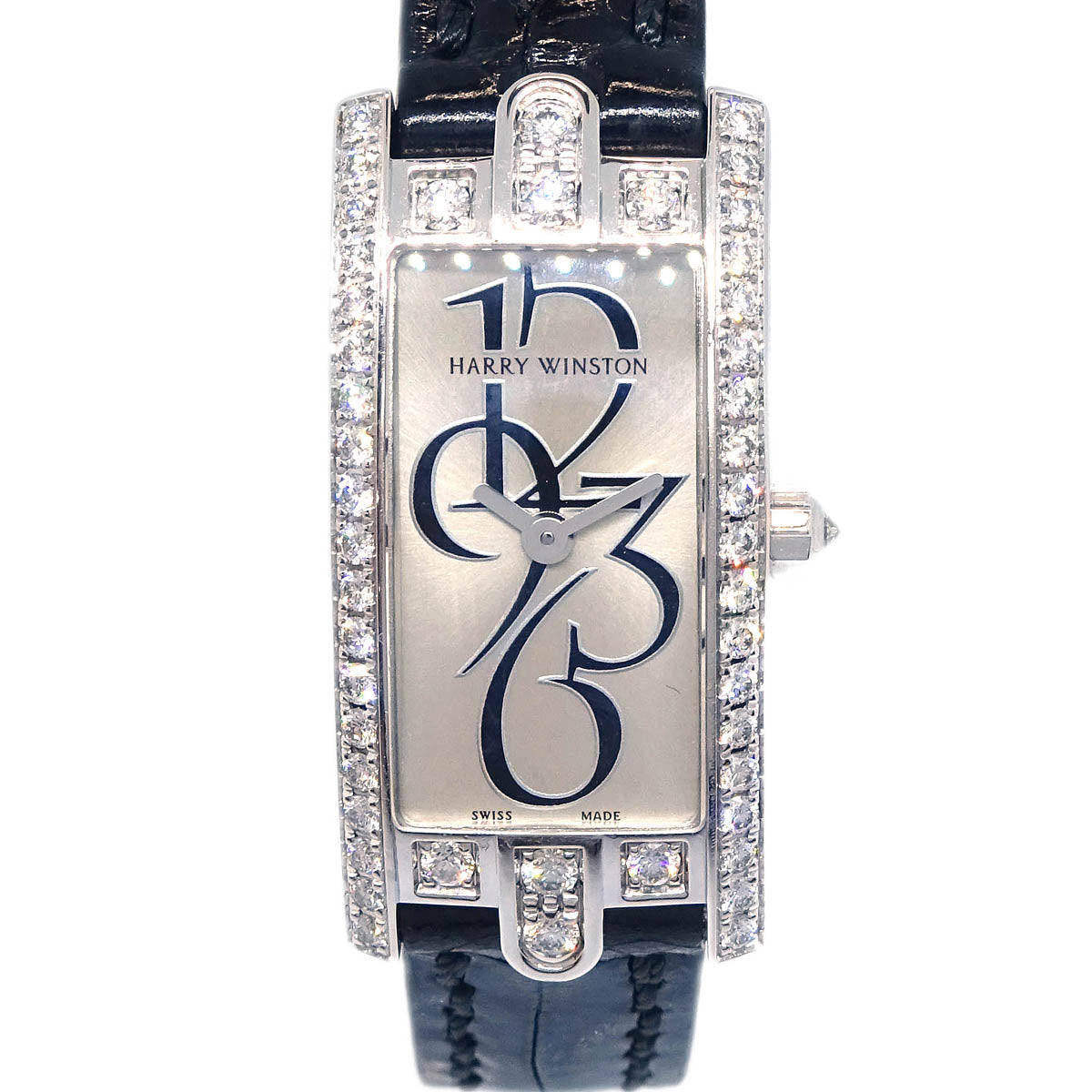 Harry Winston * 332LQW Avenue C Mini Quartz Watch 18KWG Diamond