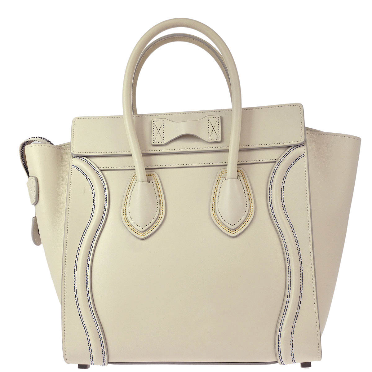 Celine White Leather Micro Luggage Tote Bag