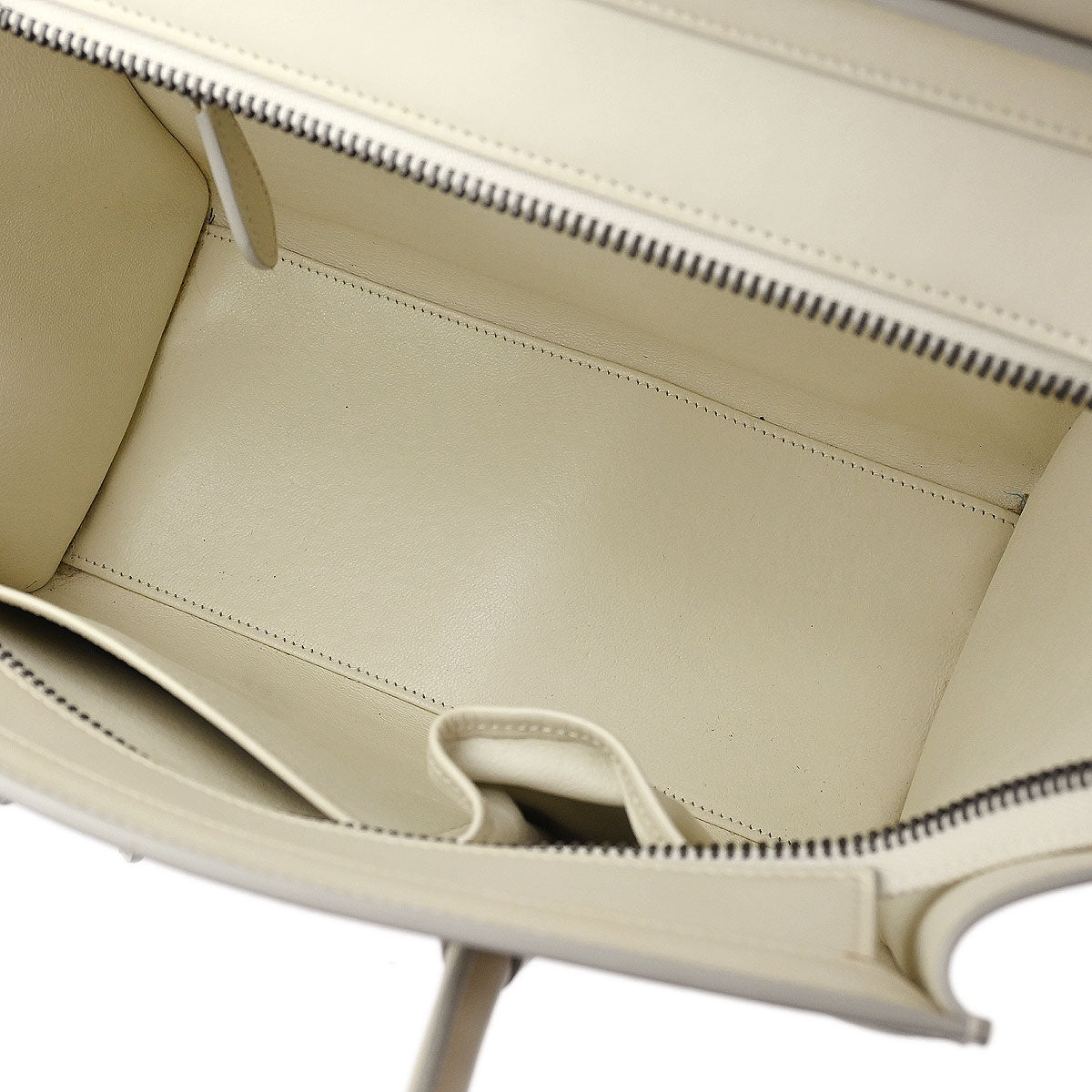 Celine White Leather Micro Luggage Tote Bag