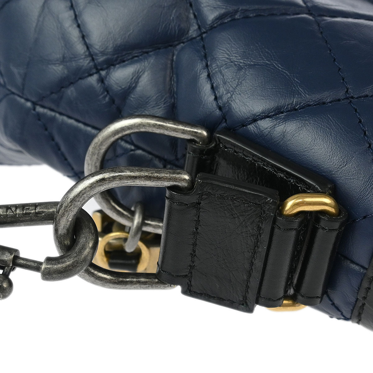 Chanel 2017-2018 Blue Black Calfskin Gabrielle 2way Shoulder Tote Bag