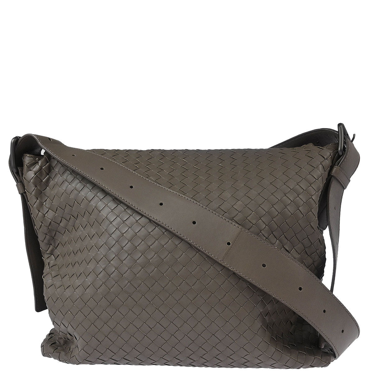 Bottega Veneta Gray Intrecciato Messenger Bag