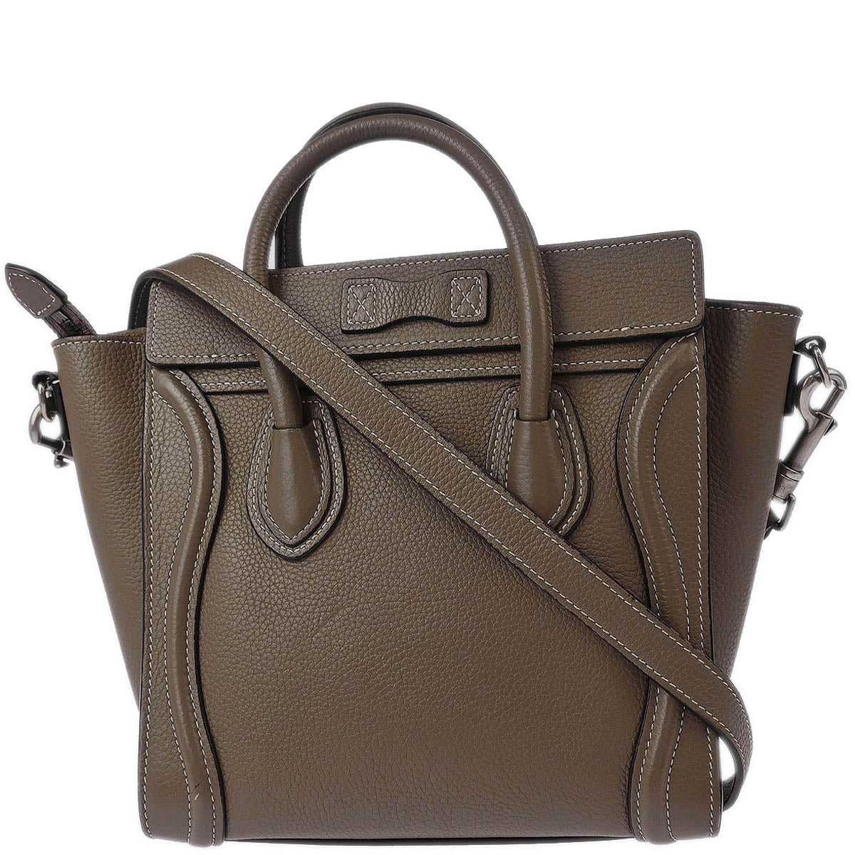 Celine Gray Leather Nano Luggage Tote Bag