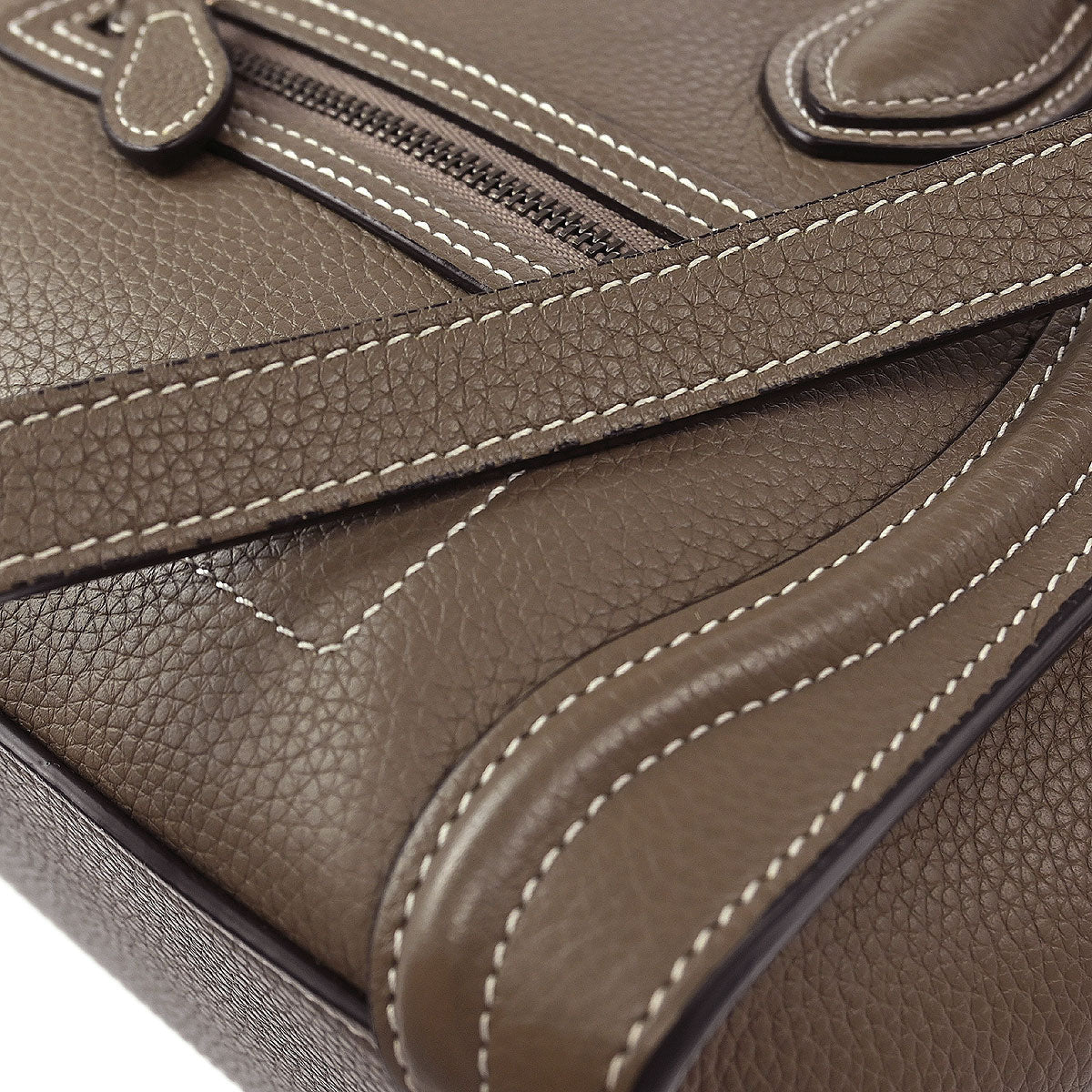 Celine Gray Leather Nano Luggage Tote Bag