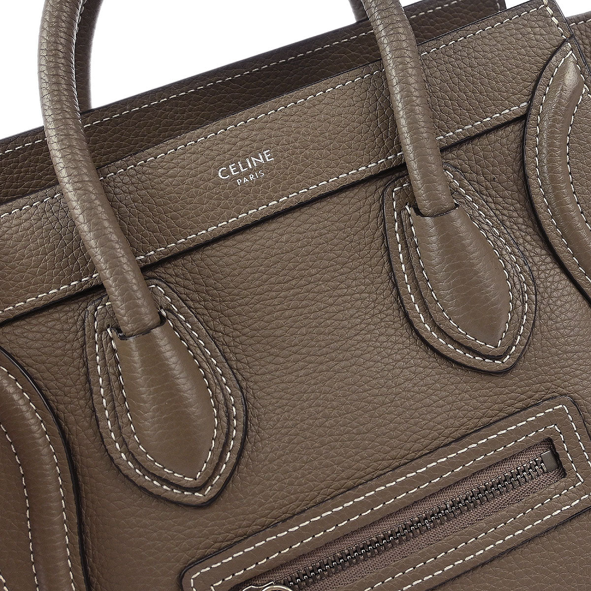 Celine Gray Leather Nano Luggage Tote Bag