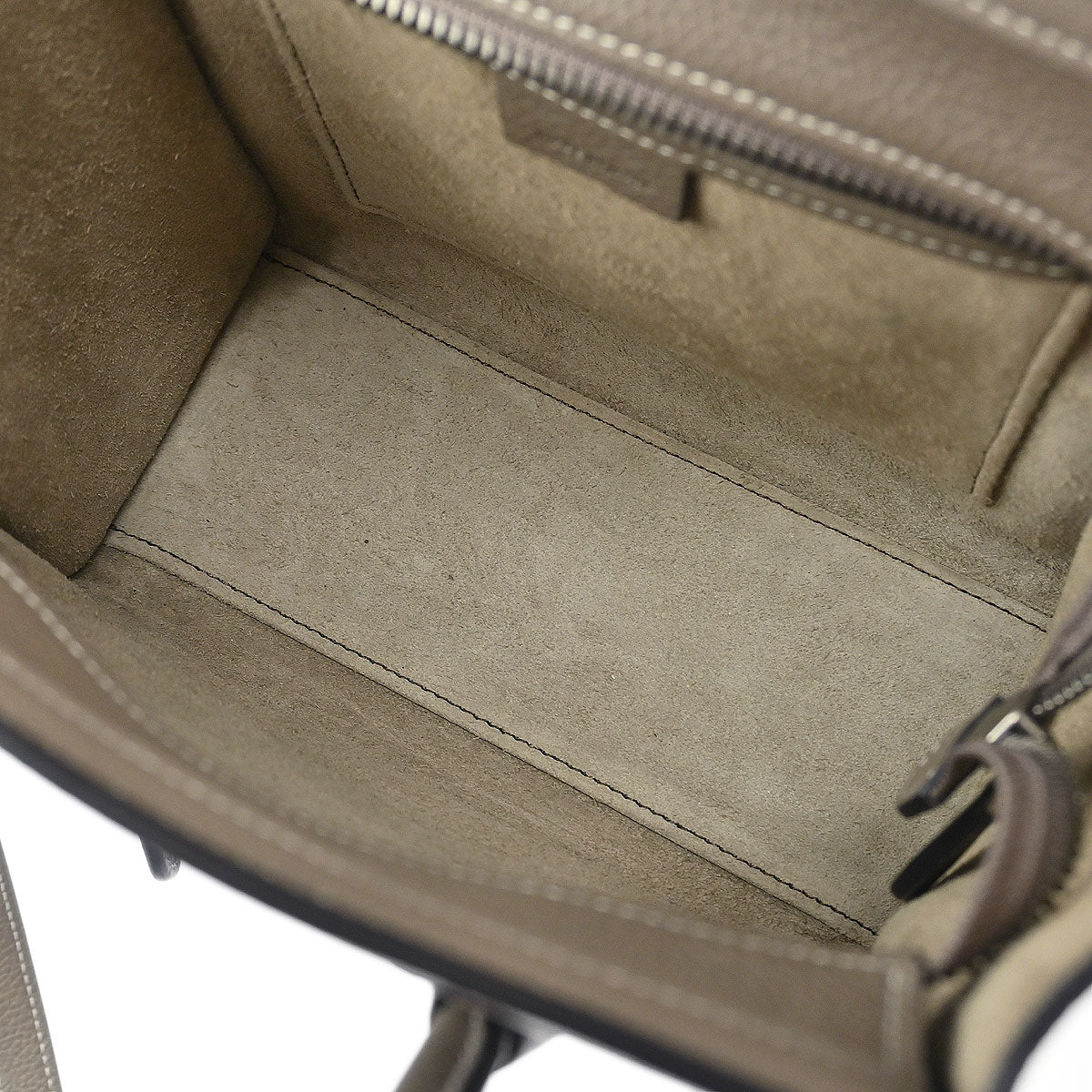 Celine Gray Leather Nano Luggage Tote Bag