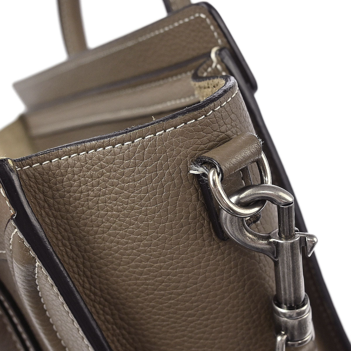 Celine Gray Leather Nano Luggage Tote Bag