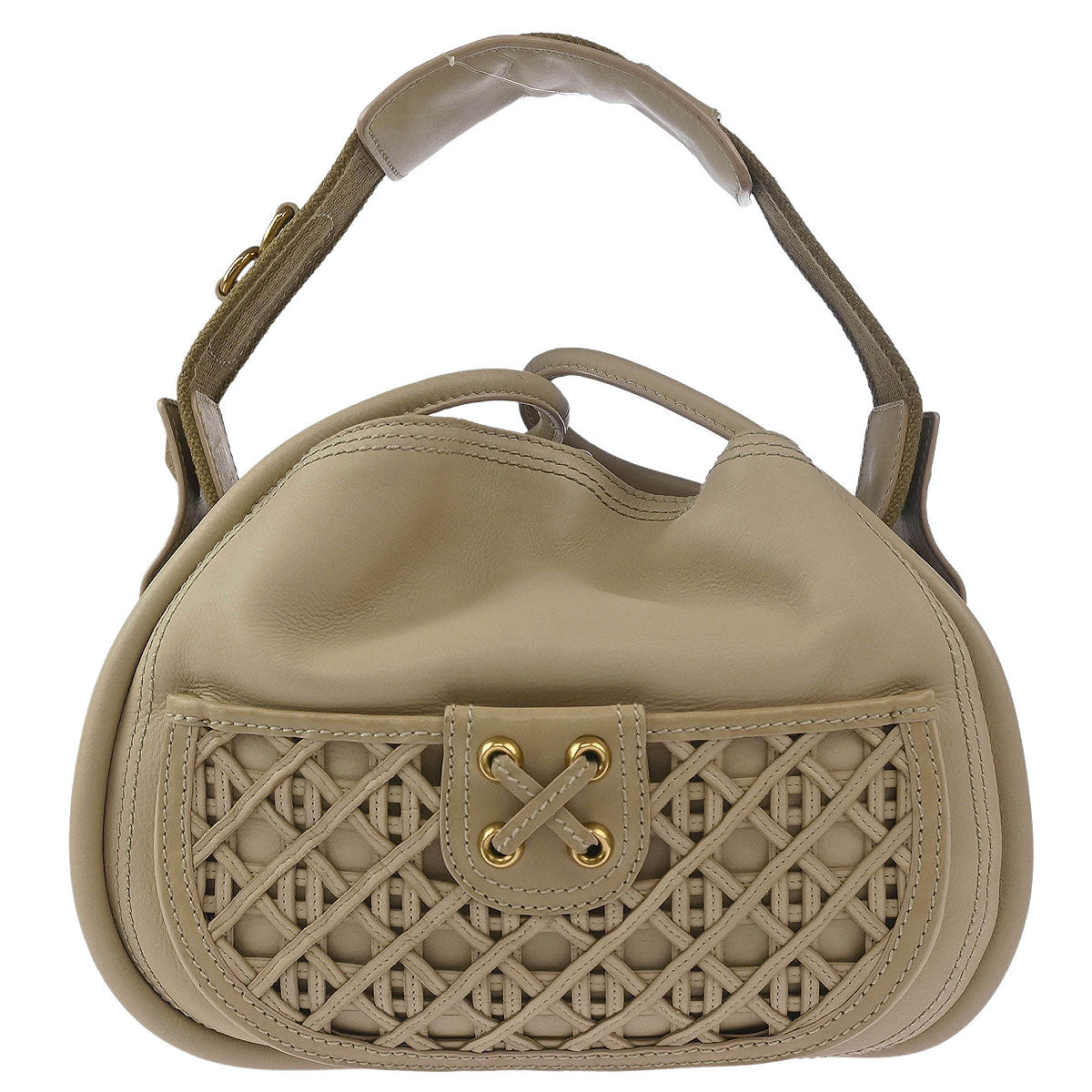 Christian Dior Beige Lattice Shoulder Bag