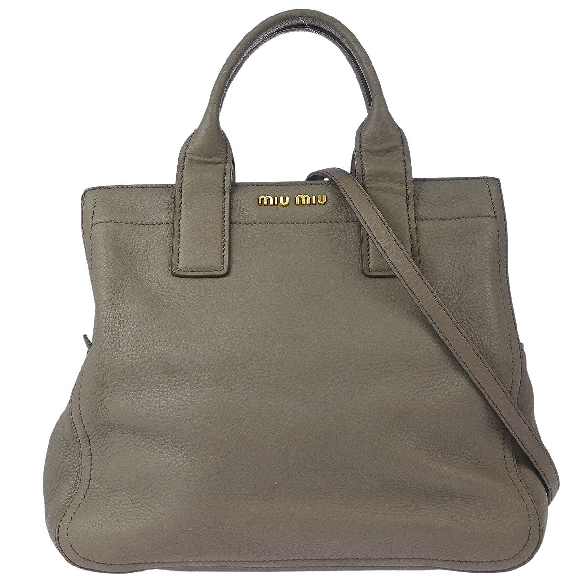 Miu Miu Gray Calfskin 2way Shoulder Tote Bag