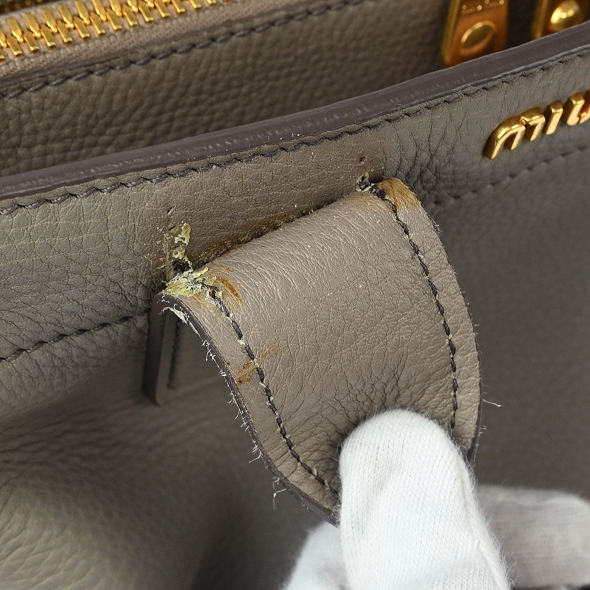 Miu Miu Gray Calfskin 2way Shoulder Tote Bag