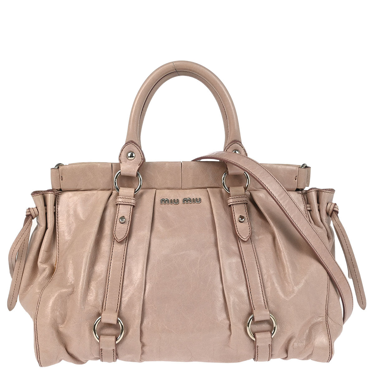 Miu Miu Light Pink Calfskin 2way Shoulder Tote Bag
