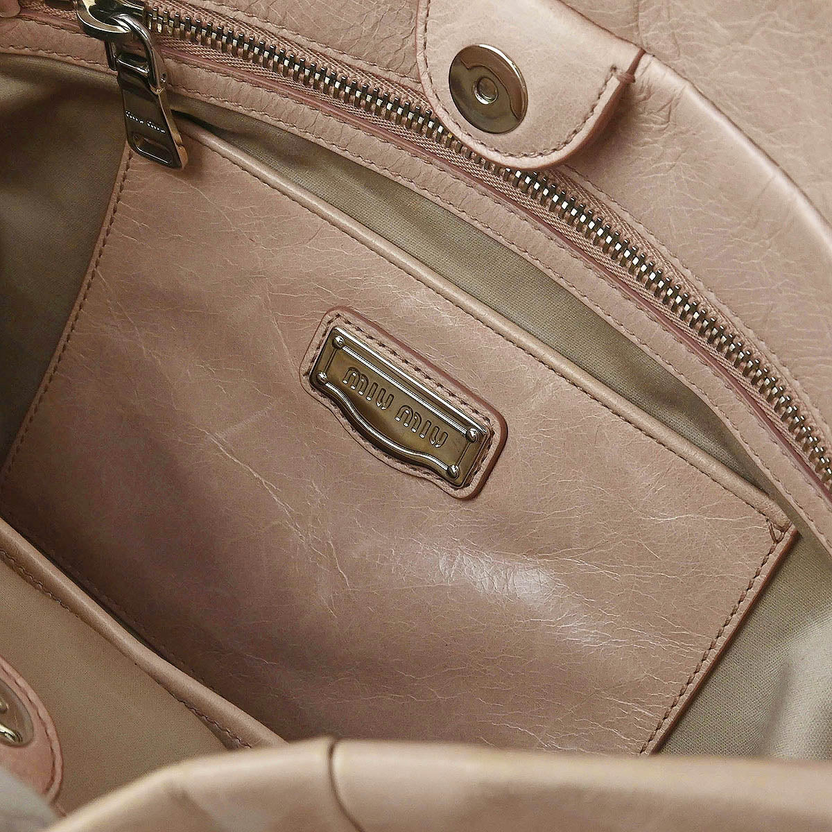 Miu Miu Light Pink Calfskin 2way Shoulder Tote Bag